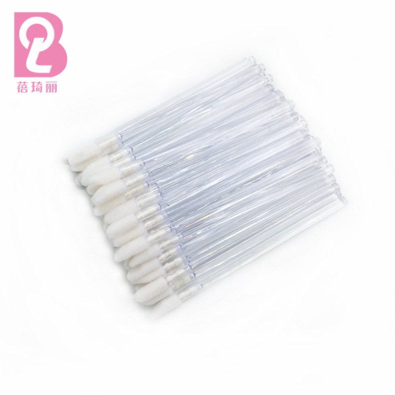 Factory supply disposable solid lip brush stick transparent handle lip gloss brush makeup brush portable mini makeup tool