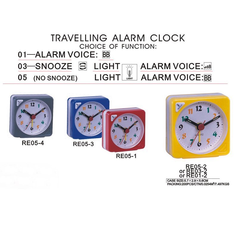 Good sale plastic quartz clock travel small alarm clock with light with snooze convenient and practical for the elderly student pocket