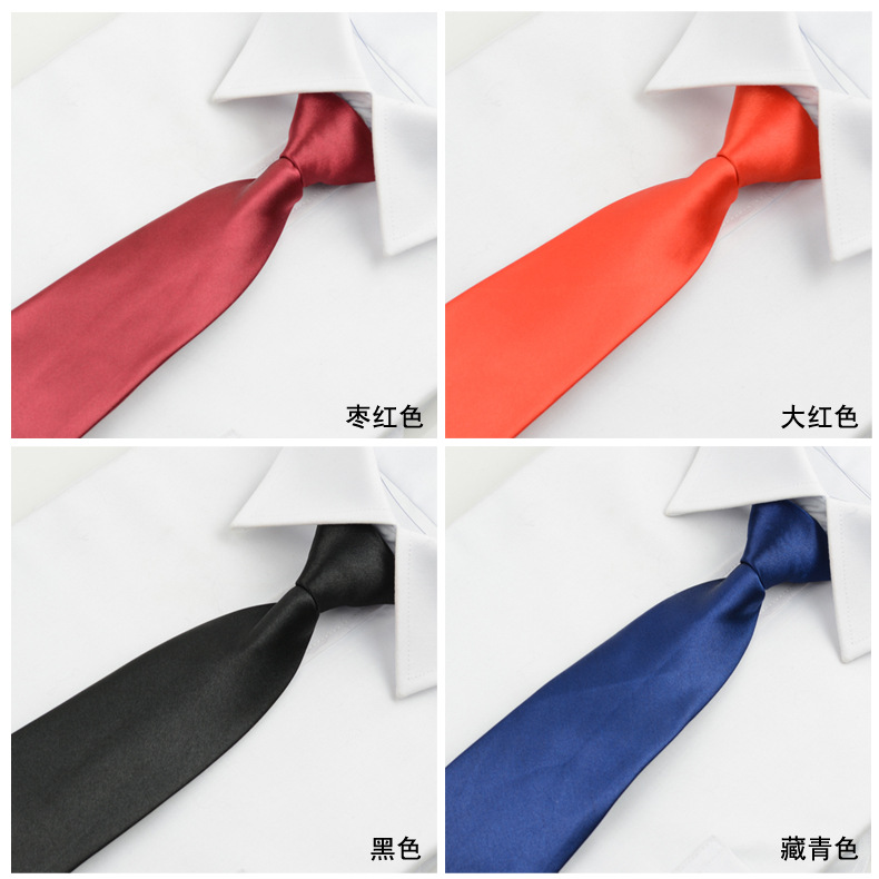 8cm group tie satin handmade tie men's solid color blue tie wedding business monochrome groomsman