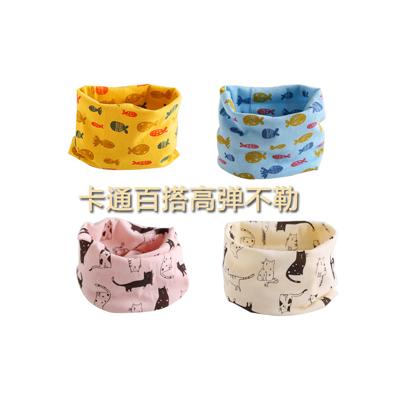 Cartoon autumn and winter cotton children's collar cotton baby scarf single-layer boys and girls changeable scarf factory wholesale
