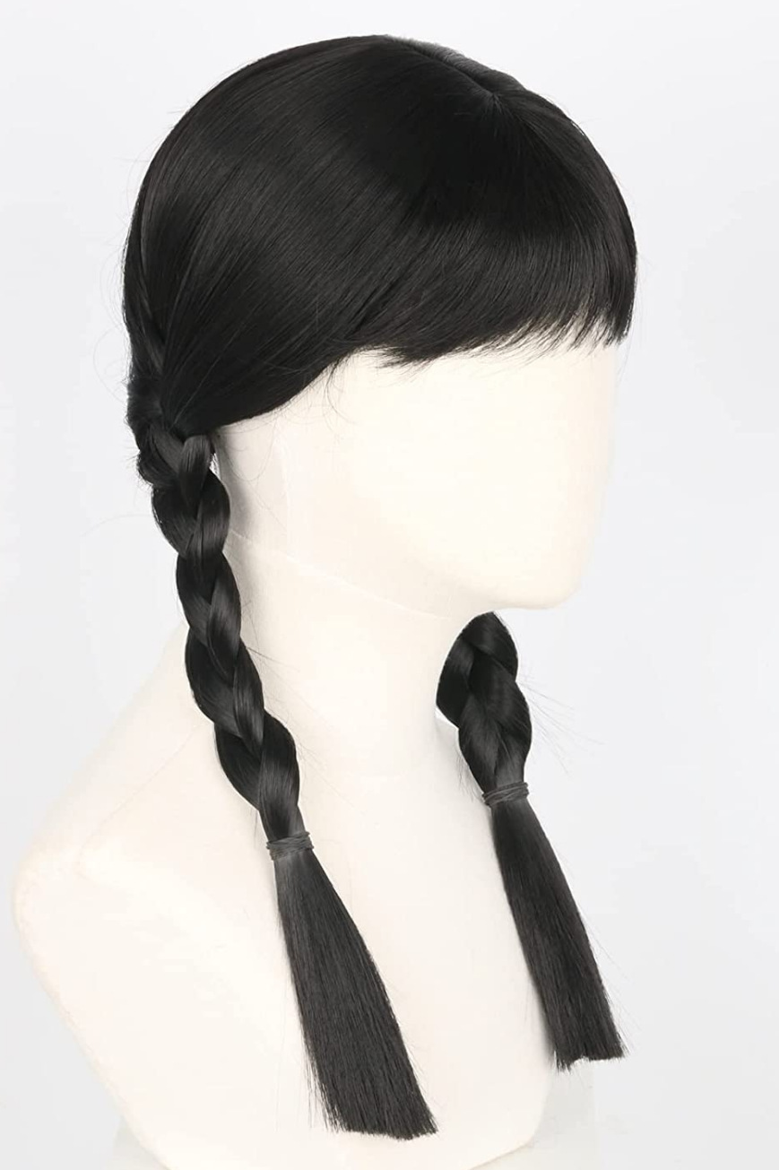 Black Double Debate Wig Addams Family Wednesday Dress Up Wig Wig