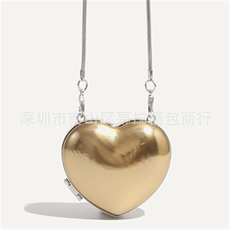 Love Lipstick Bag 2024 Spring and Summer New Heart-Shaped Cute Princess Style Girls Shoulder Crossbody Bag Chain Women's Small Bag