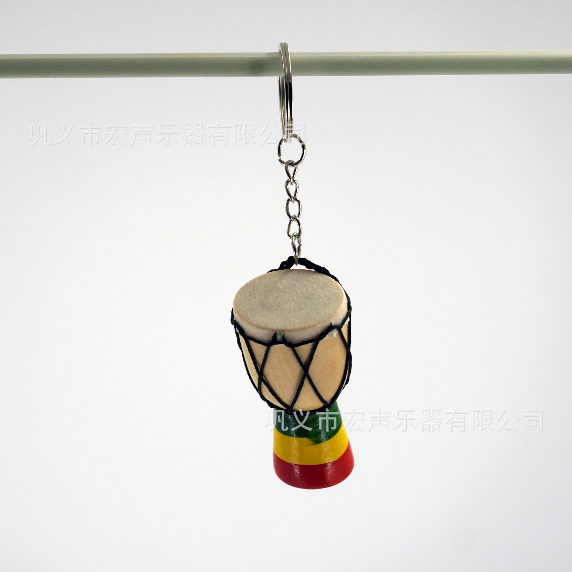 African Drum Pendant African Tambourine Necklace Jewelry Travel Gift Souvenir Solid Wood Handmade Sheepskin Sewing