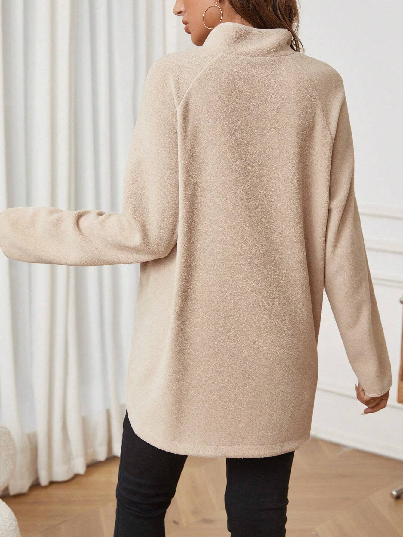 European and American Amazon New Cross-Border Hot Selling Autumn and Winter Maternity Fashion Women's Plain Zipper Loose Long-Sleeved T-Shirt