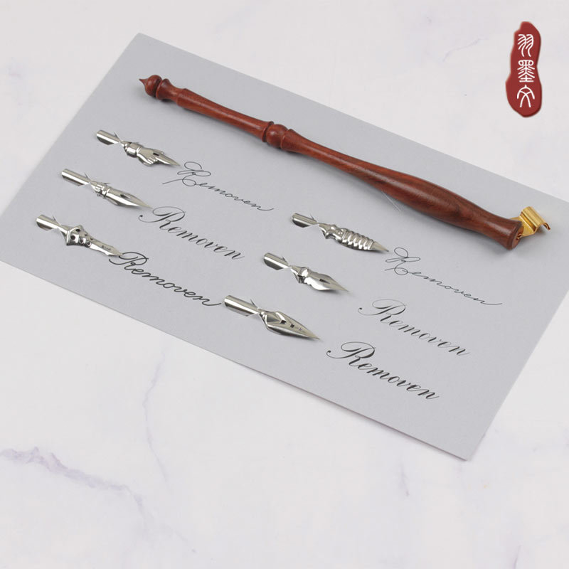 Dip Pen Set Feather Ink Oblique Es Point Tip Beginner Practical Comic Round Flower Handwriting English Calligraphy Fountain Pen