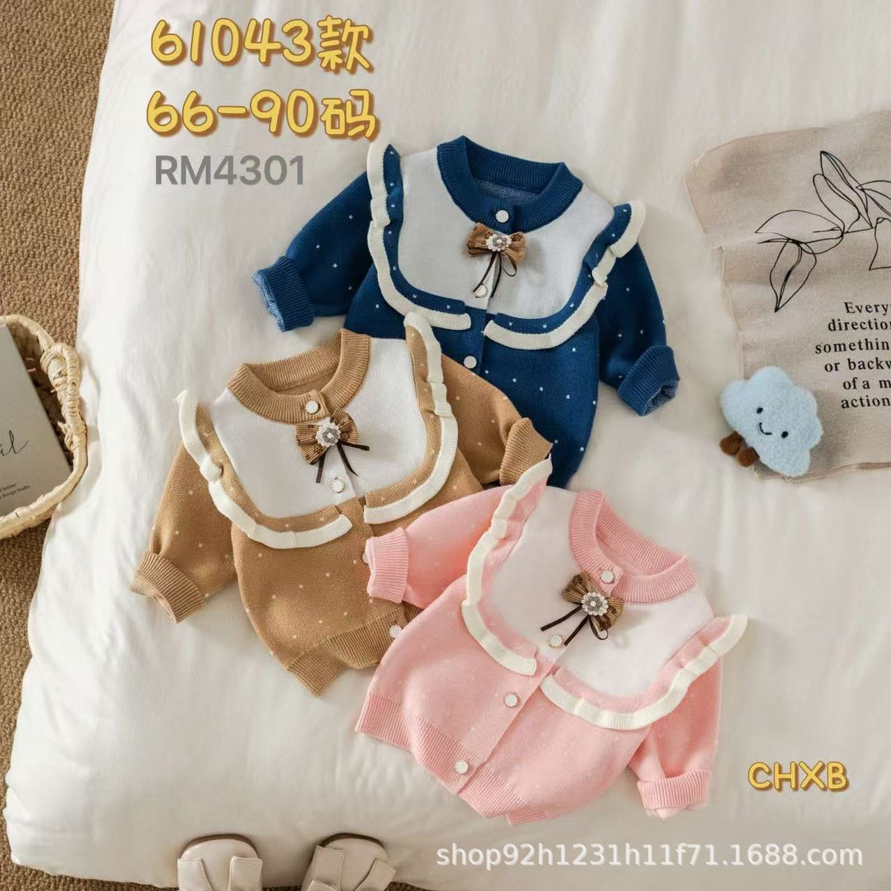 2025 New Baby Girl Children's Cute Flower Cardigan Sweater Korean Style Newborn Single-Breasted Sweater Manufacturer Wholesale