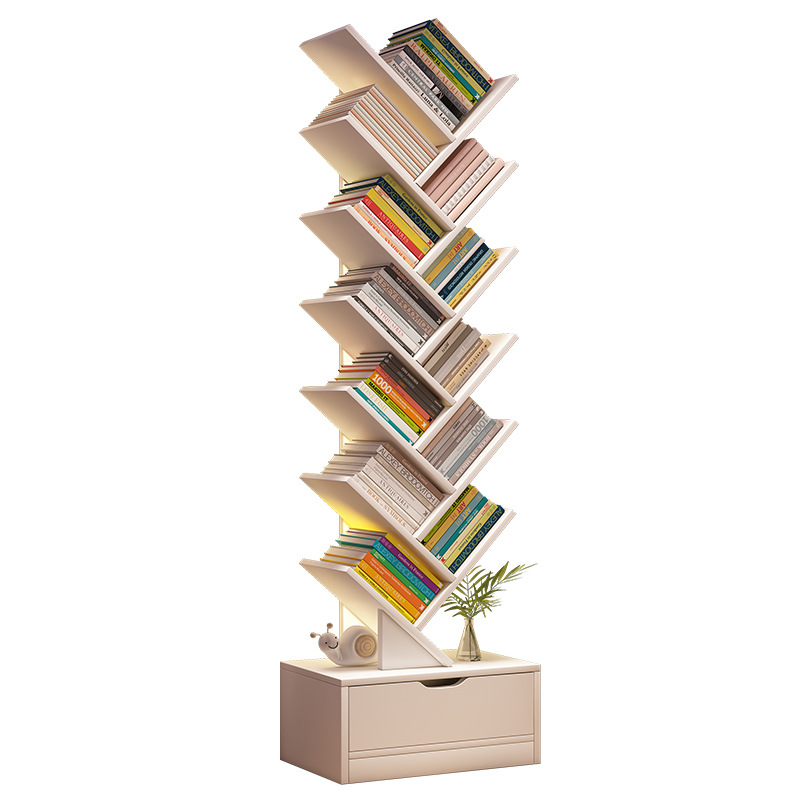 Simple bookshelf floor storage rack living room tree-shaped small bookcase home wall-mounted multi-layer narrow gap storage locker