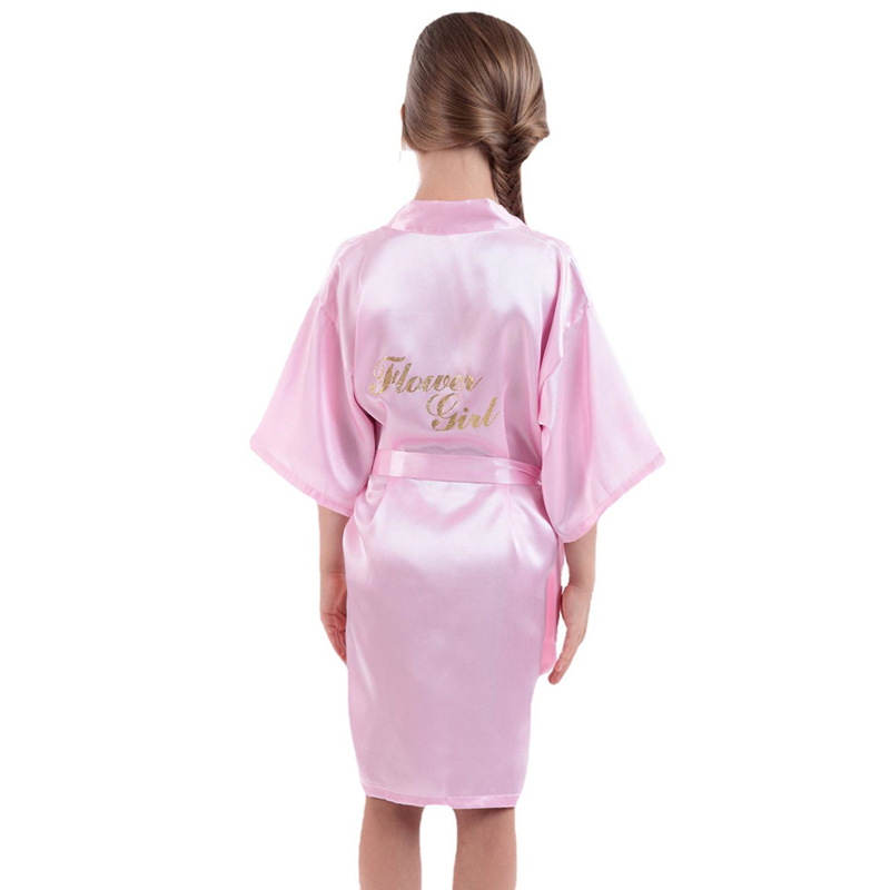 Long Gold-Stamped Floral Girl Wedding Cardigan with Three-Quarter Sleeves for Children