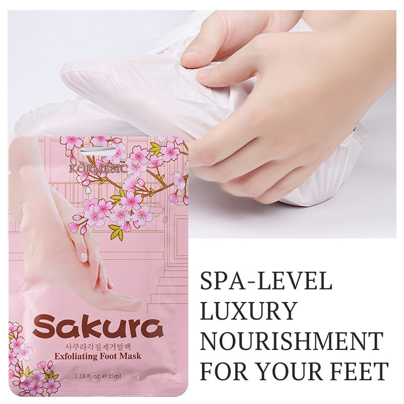 Kormesic Sakura Foot Mask Foot Mask Full English Foot Care Cross-Border Foreign Trade Manufacturer Wholesale Hot Products