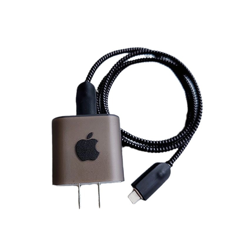 Suitable for Apple 16 charging head charger protective cover 20w matte black 15 cartoon love thread biter anti-break