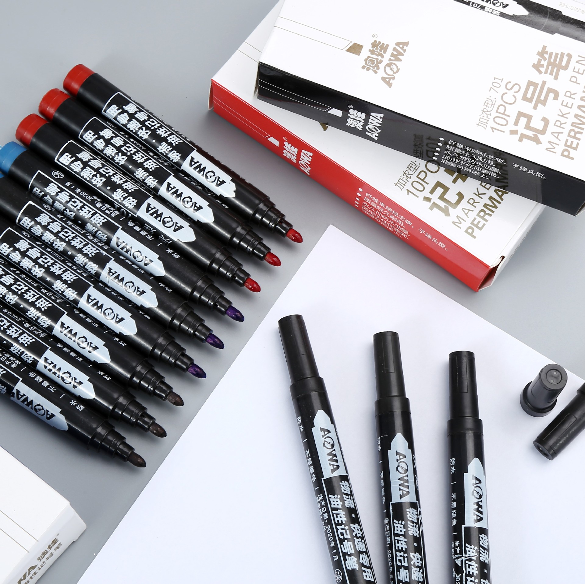 Factory Direct Sales Aowa 701 Oil-Based Marker Waterproof Refillable Marker Pen Express Logistics Marker