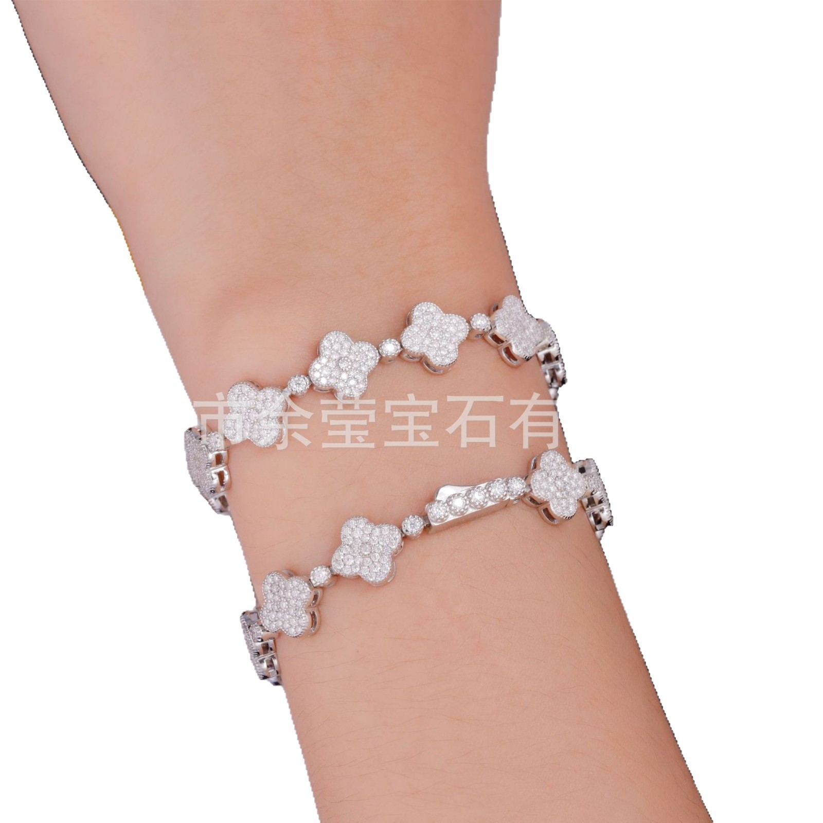 Light Luxury Design S925 Silver Inlaid D Color Moissanite Four-Leaf Clover Bracelet Elegant Elegant Fashionable New Bracelet
