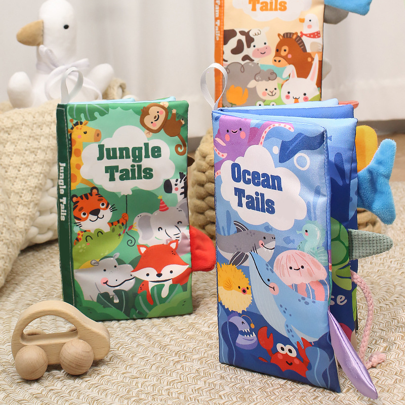 English version tail cloth book cross-border Amazon hot sale educational early education Enlightenment baby cloth book Baby toy manufacturer
