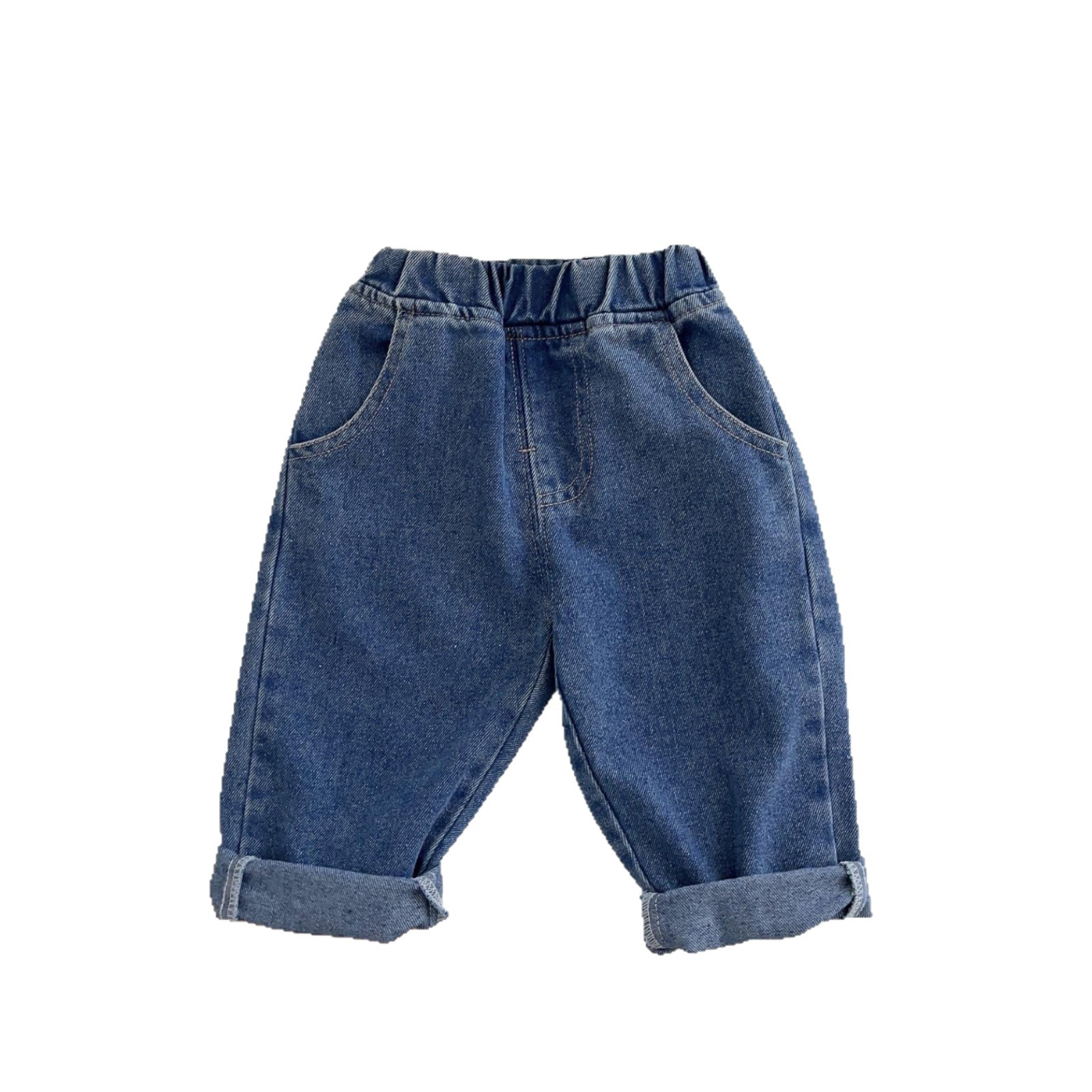 Children's Solid Color Jeans Spring and Autumn Boys' Simple Soft Casual Pants Korean Style Toddler Versatile Pants Trendy Style