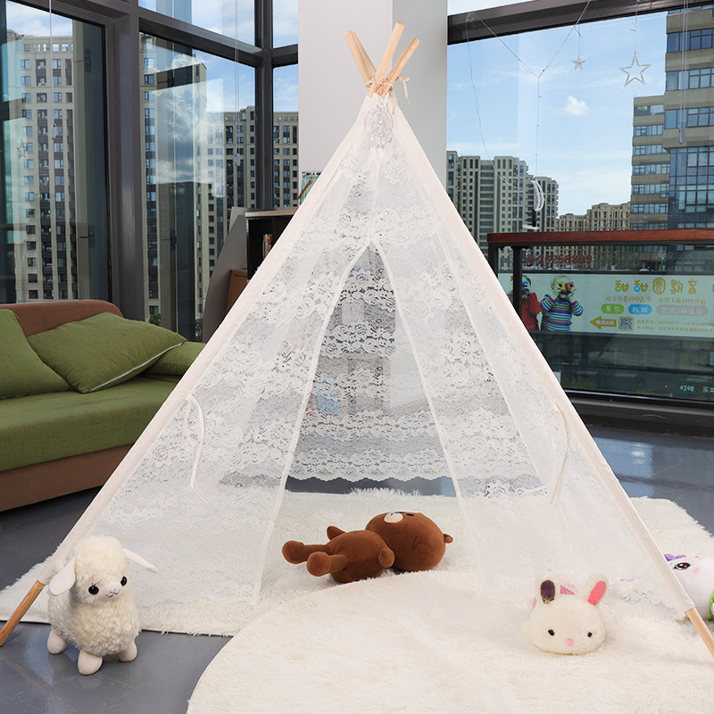 2025 Indoor Children's Tent Playhouse Pure White Lace Indian Tent Toy House Little Girl Playhouse