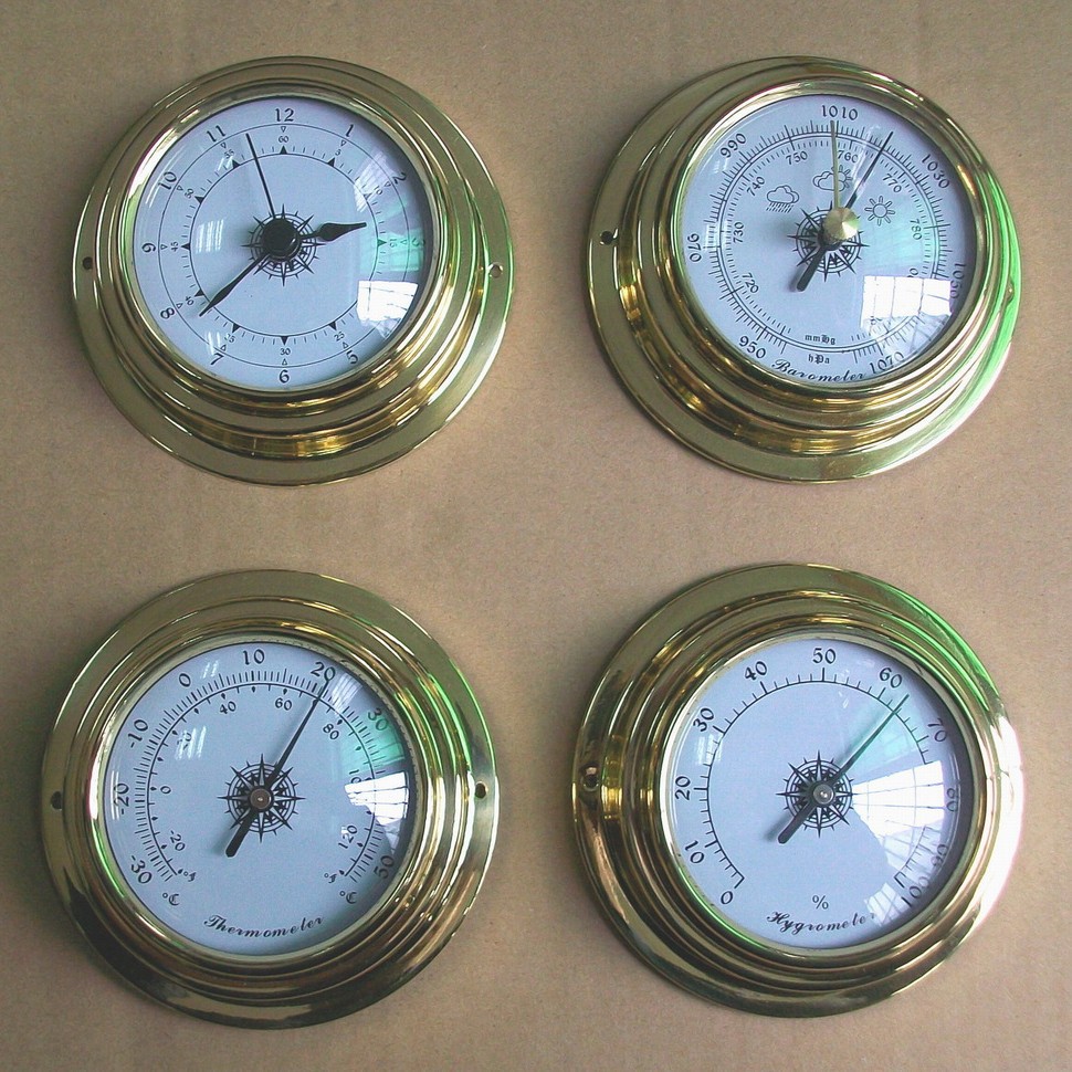 Термометр с медной оболочкой, гигрометр, барометр, комплект метеостанции для лодки