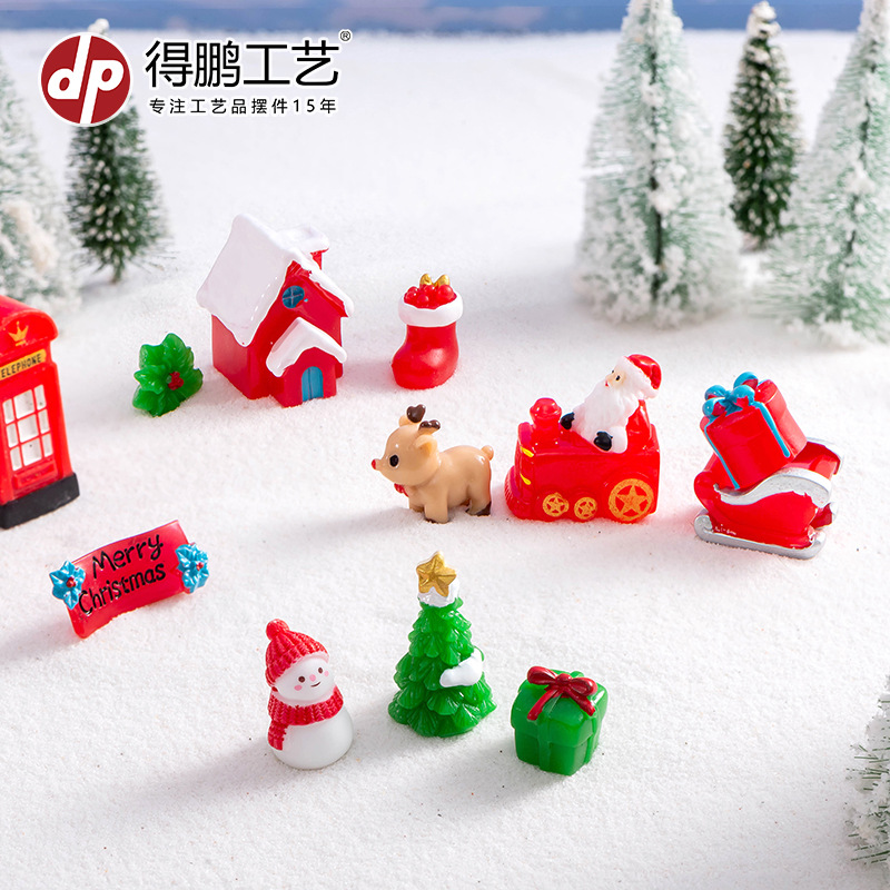 New Christmas Old Man Snowman Decorations Accessories Micro Landscape Christmas Gift Snowmobile Elk Resin Small Ornaments