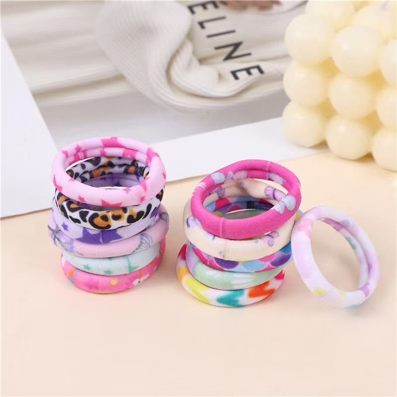 4cm Colorful Nylon Printed Hair Band Rubber Band Women's Korean Style High Elastic and Durable Towel Ring Simple Hair Accessories Headband