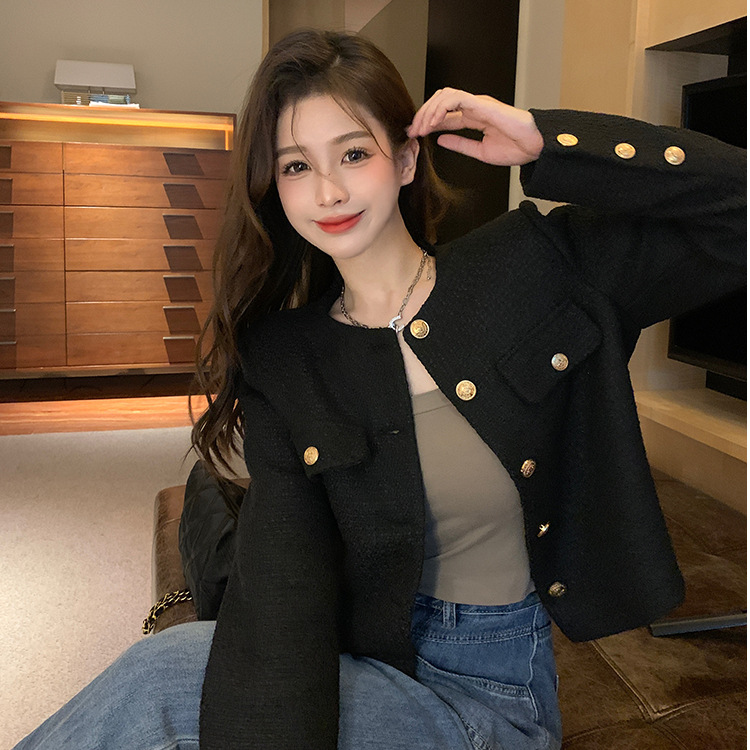 2025 Spring and Autumn New Short Chanel Style Coat Women's High-end Sense French Fried Street Elegant Button All-match Top for Women