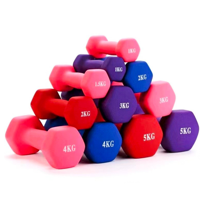 Dumbbell Hexagonal Rubber-Coated Dumbbell Fitness Equipment for Home Use, Women's Arm Training, Squats, Bone-Shaped Small Handbell, Plastic-Coated Dumbbell