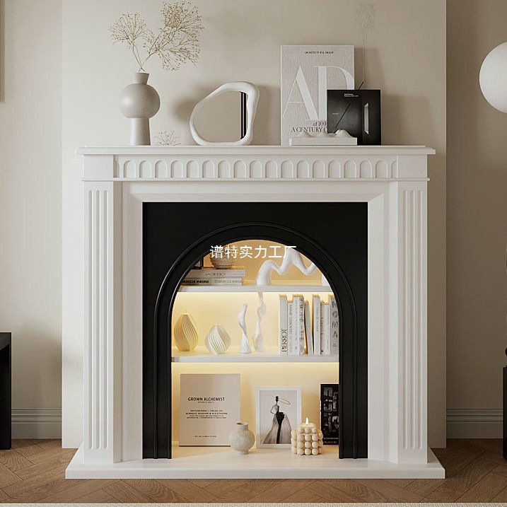 French Cream Fireplace American-Style Entrance Hall Ornaments European-Style Living Room Fireplace Rack Internet Celebrity B&B Simple Decorative Cabinet