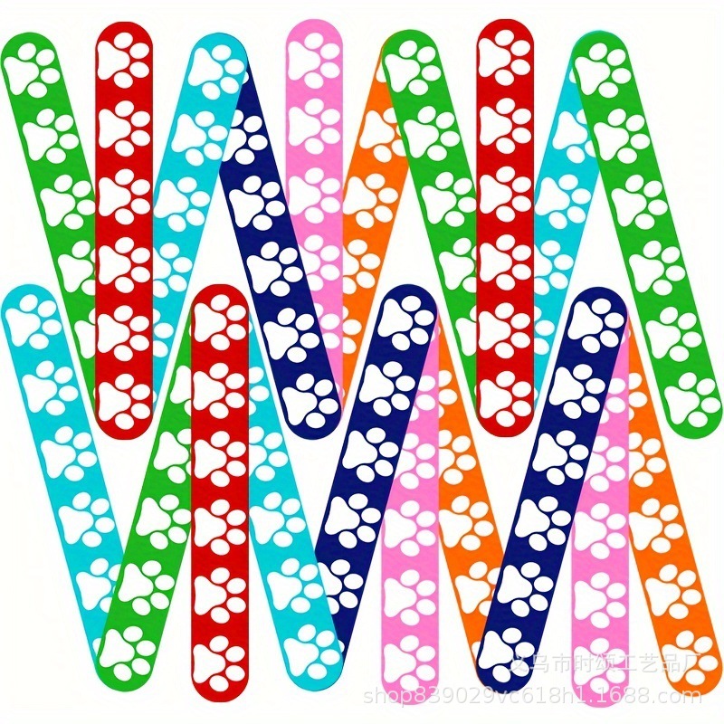 New Product 6 Dog Paw Snap Ring Bracelets Animal Pattern Snap Ring Bracelets 6 Colors Kidsren's Party Decoration