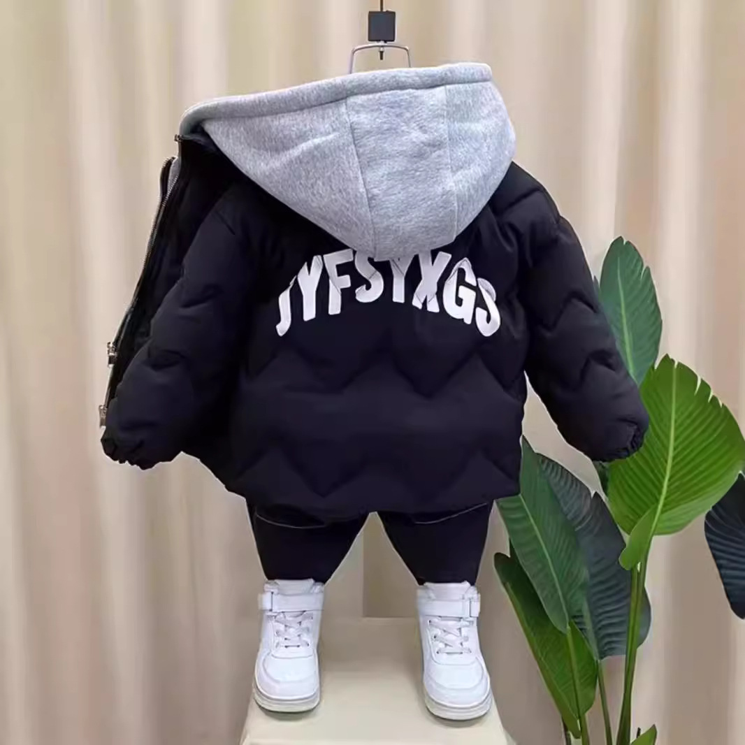 Children's Clothing Boys' Cotton-Padded Jacket 2025 New Fashionable Baby Winter Clothing Fleece-Lined and Thickeneded Kidsren's Trendy Brand Cotton-Padded Winter Outwear