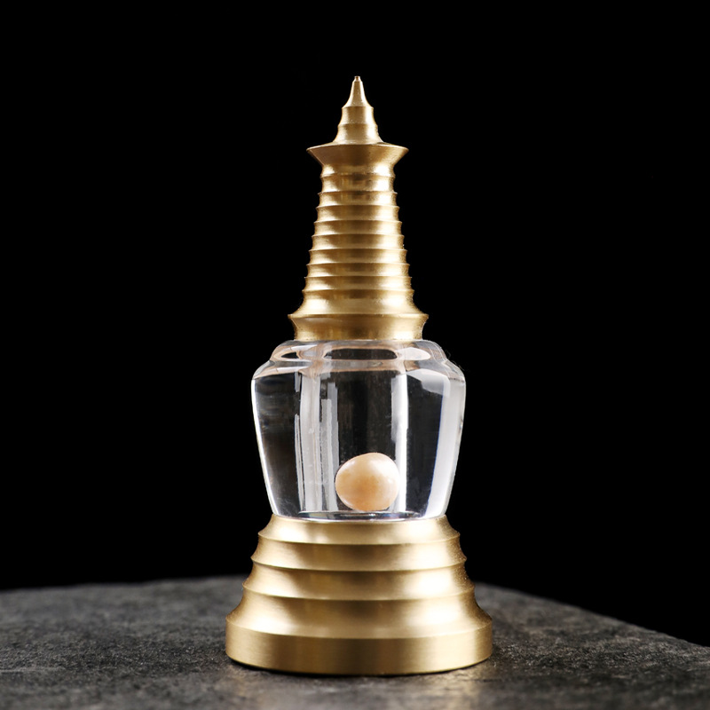 Brass Sharihita Small Ornaments Bodhi Sharihita Sharihizi Acrylic Crystal Gabu Box White Pagoda Bottle Conservancy Ornaments