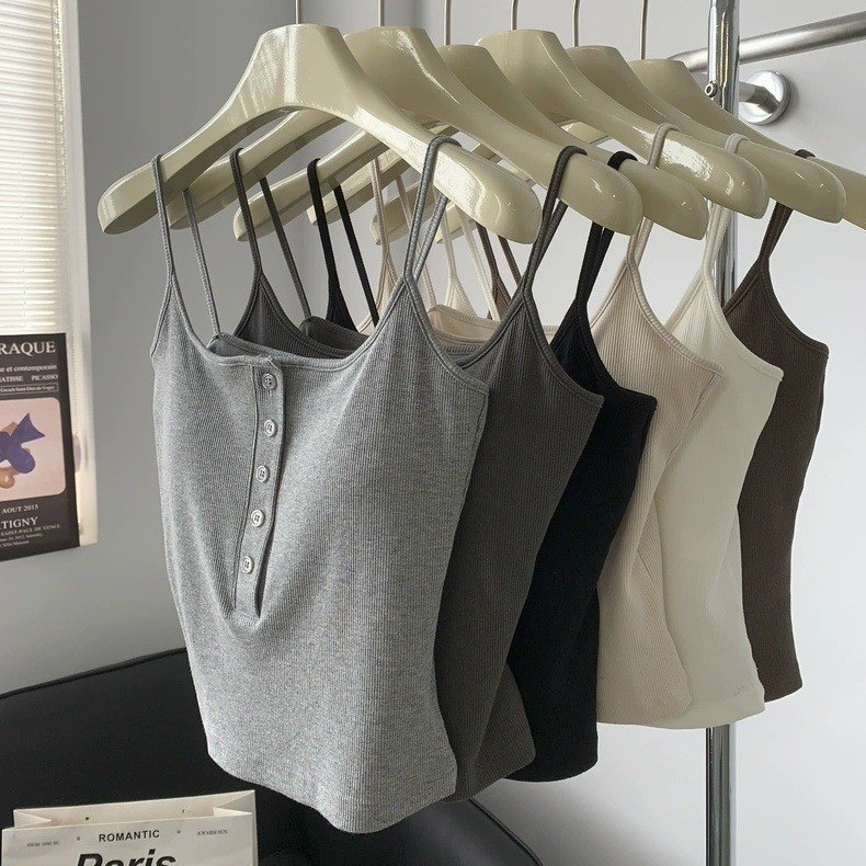 Button Camisole Women's Bracket Tube Top Outer Wear Fixed Cup Breathable Comfortable All-match Anti-light Inner Tube Top