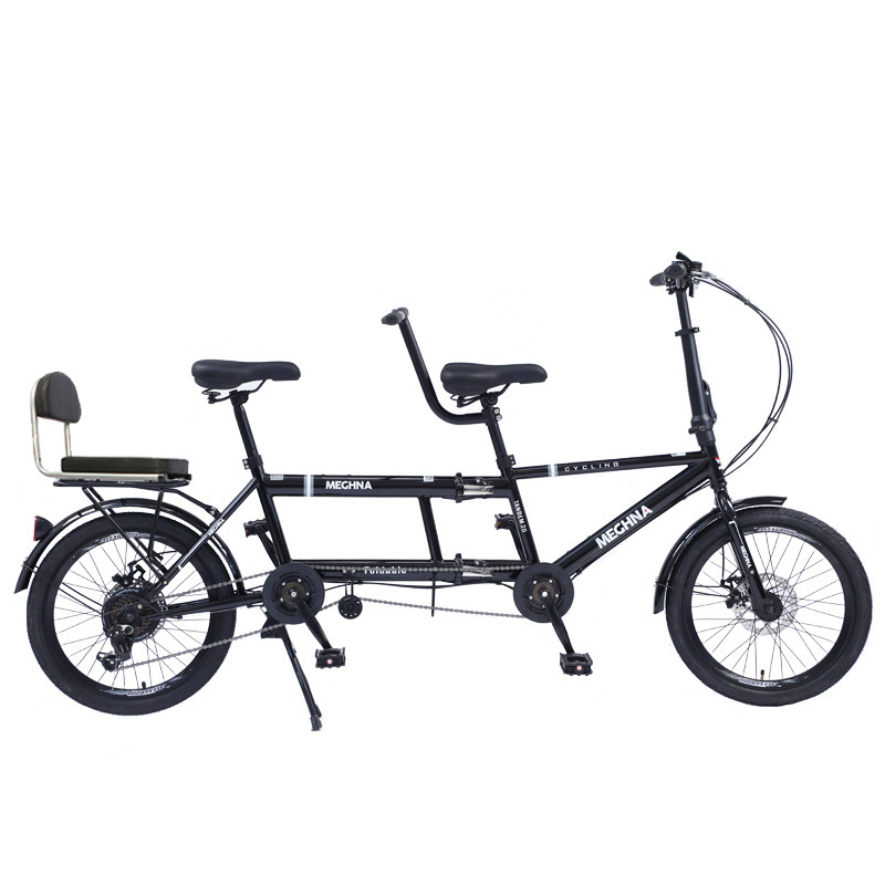 Factory Folding Double Bicycle Rental Direct Sales Variable Speed Two-Person Scenic Area Parent-Child Three-Person Sightseeing Family with Baby