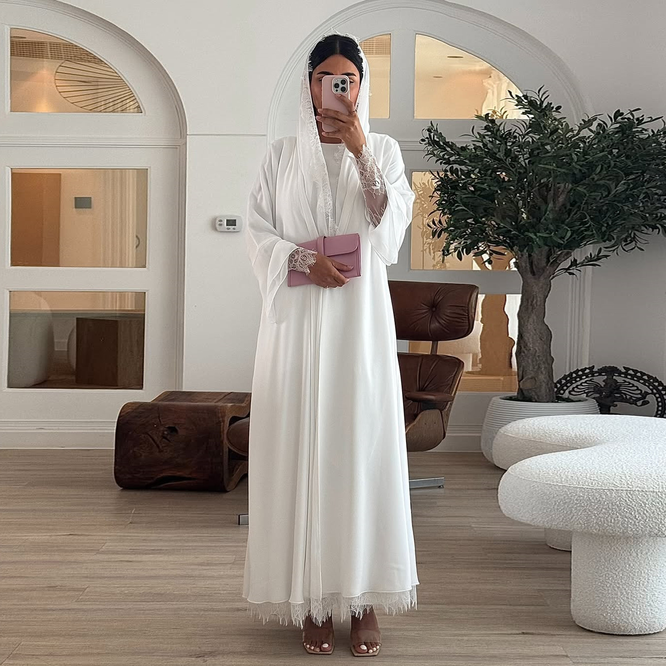 Mq221 Modest Middle East Cross-Border Export Clothing Muslim Women's Clothing Including Hijab Chiffon Splicing Lace