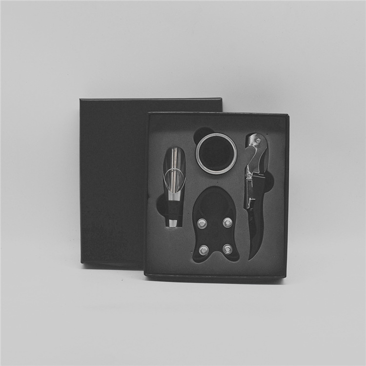 Red Wine Bottle Opener Set Wine Gift Box Four-piece Set Stainless Steel Vacuum Plug Pour Gift Box Spot Supply