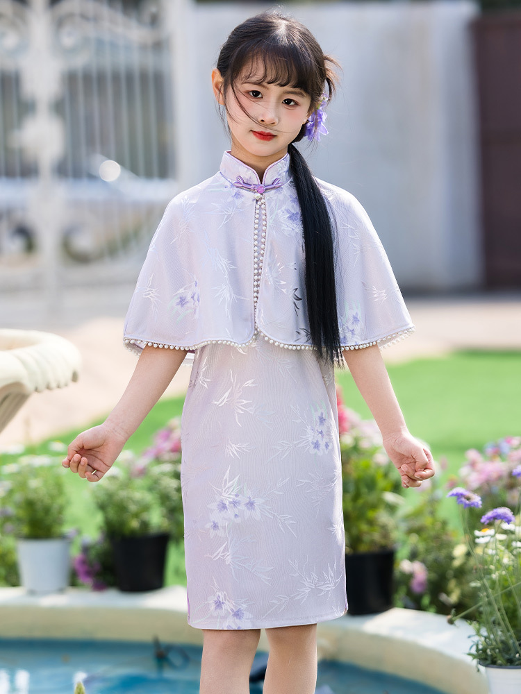 Girls' Cheongsam Spring New New Chinese Children's Cheongsam Shawl Two-piece Set Baby Girl Summer Western Style suit