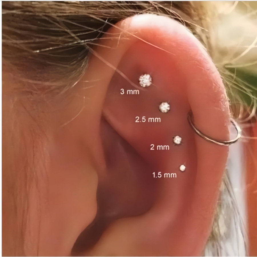 Cross-border Classic Mini Stainless Steel Zircon Nose Stud Earrings Straight Bar Type L Type S Type Nose suit Body Wear