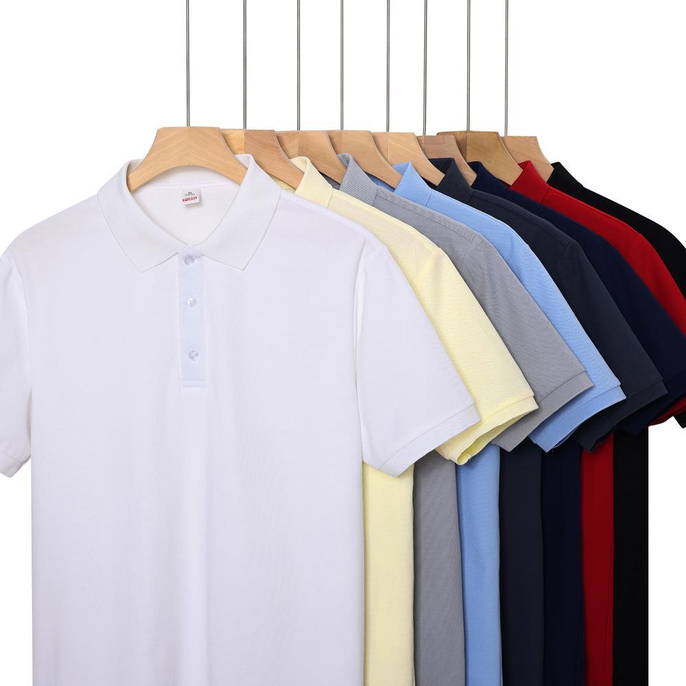 210g Worsted Cotton Lapel Short-Sleeved Custom Logo Corporate Work Clothes Printed Export Polo Shirt Advertising Shirt Embroider