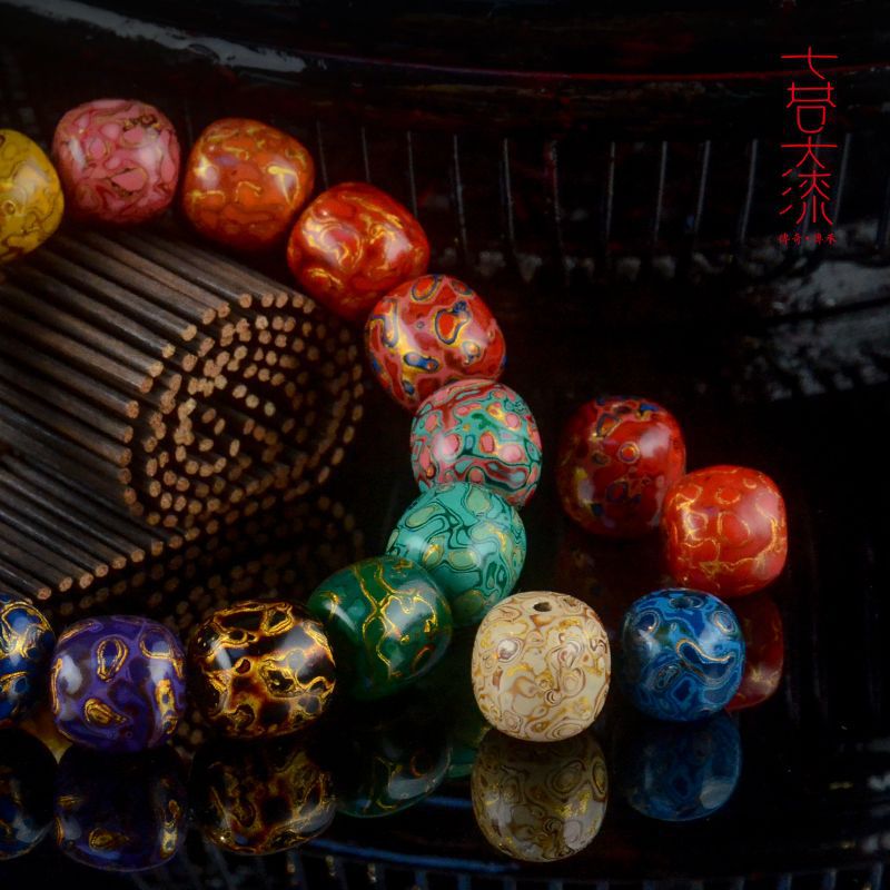 Qixiang Lacquer Single Bead Old Type Beads 13mm Loose Beads Gift Lacquerware Chinese Style Handicraft Traditional Bracelet Intangible Cultural Heritage