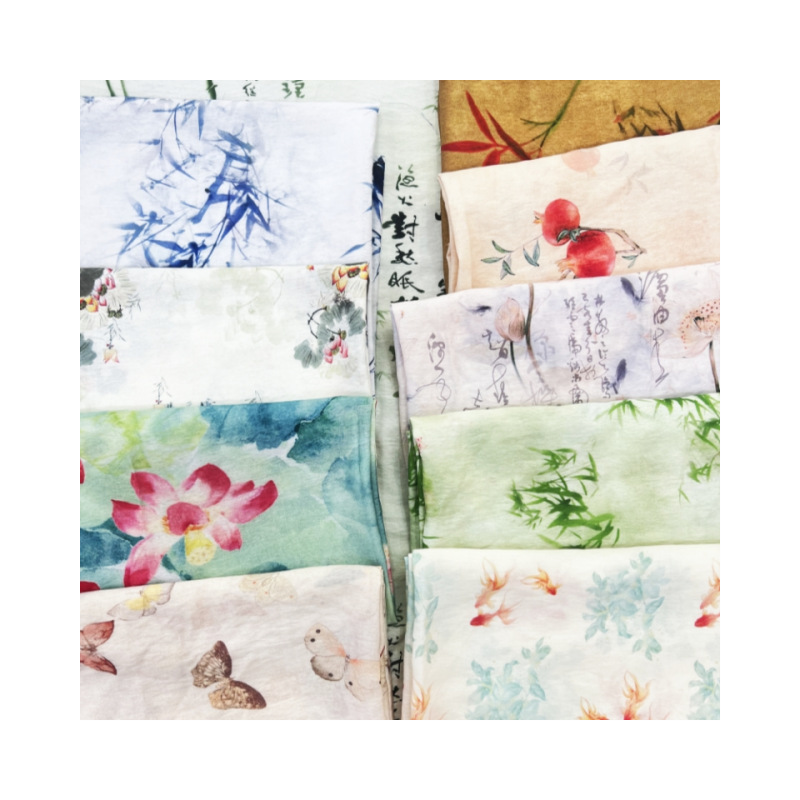 Gastrodia Reactive Digital Cotton Brocade Letter Strip Summer Children's Wear Hanfu Cheongsam Home Wear Fabric New Chinese Style National Style