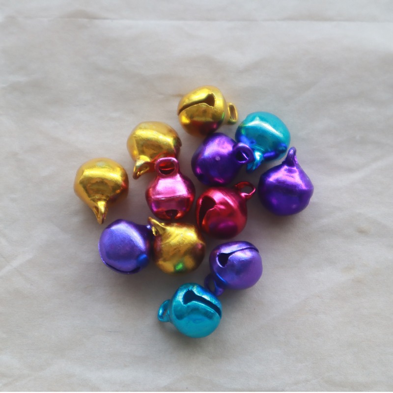 Electroplated Duckbill Flat Iron Bell Pet Funny Cat Stick Accessories DIY Bracelet Colorfulful Aluminum Sesame Flat Mouth Bell