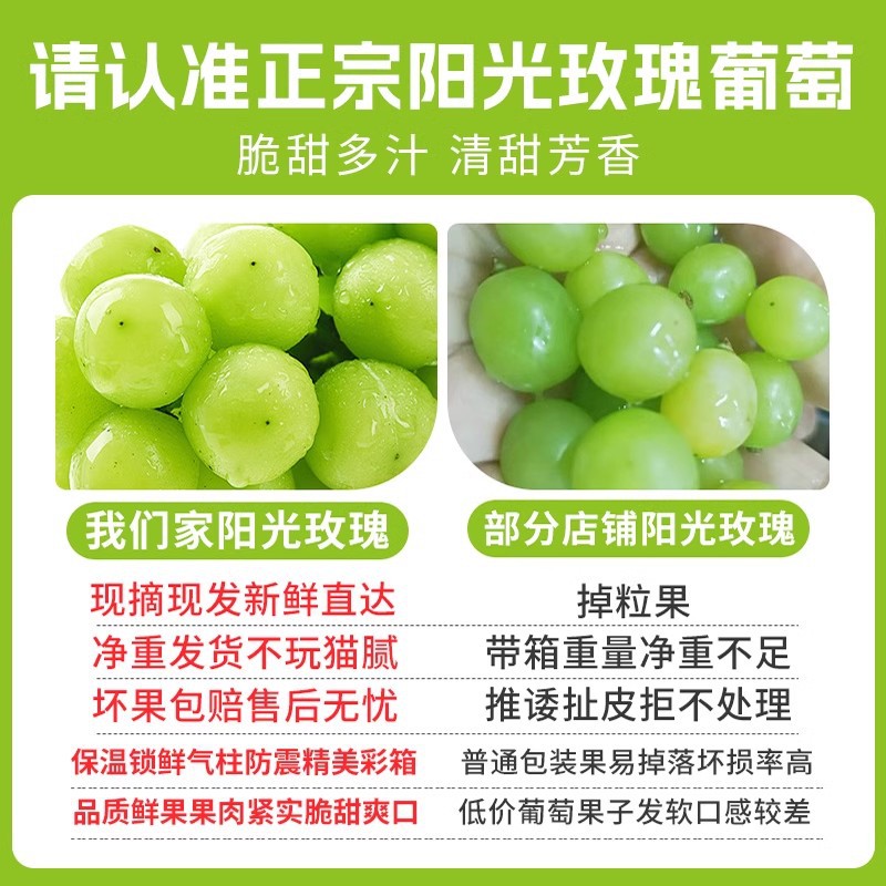 Sunshine Rose Grape Fresh Fruit 2.50kg Sunny King Grape Seedless Fragrant Seal Rinetti Green Box Shun Feng in Season