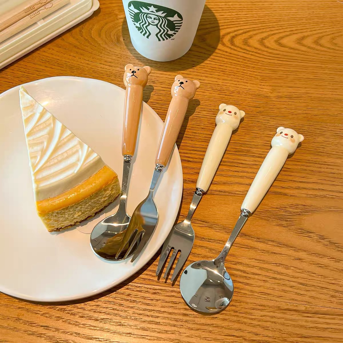 Chopsticks spoon fork three-piece set cute adult student office worker stainless steel outdoor convenient tableware suit