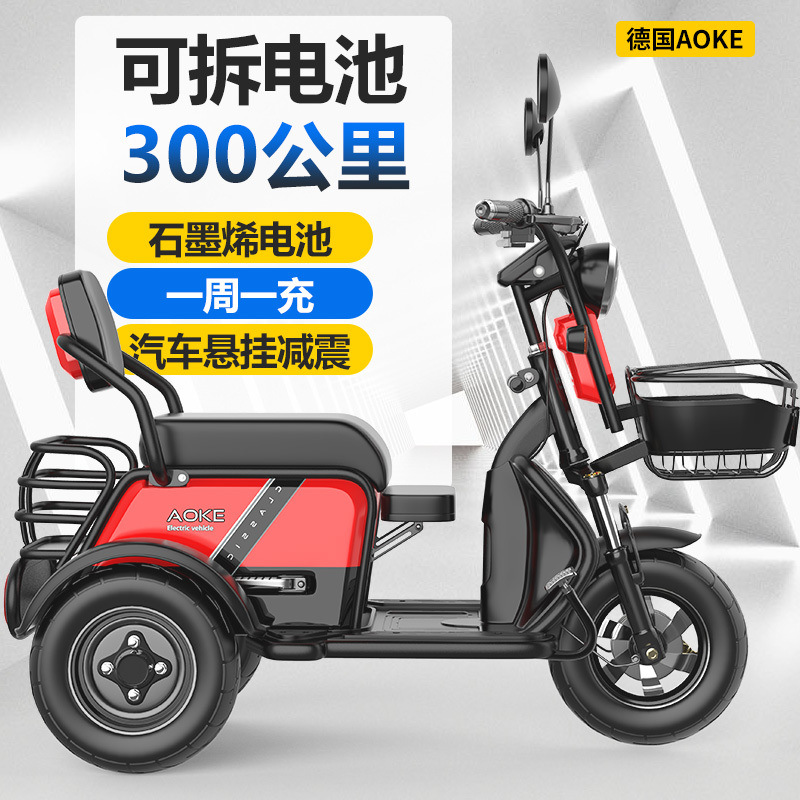 Electric Tricycle, Small Household Women's Scooter for Picking up and Dropping Off Children, Battery Car for the Elderly with Shed, Electric Tricycle for the Elderly