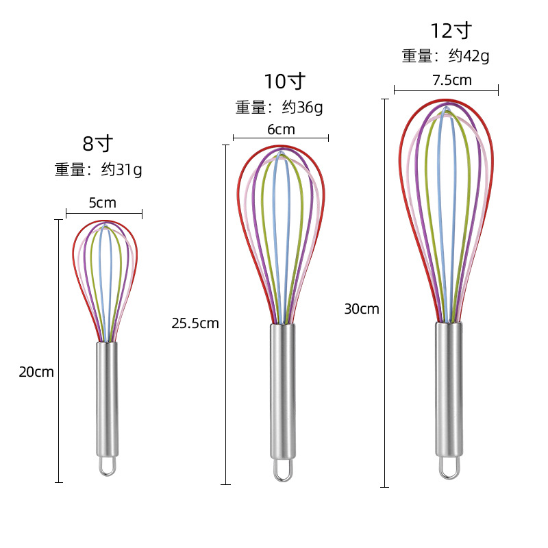 Manual Stainless Steel Handle Silicone Multi-use Egg Beater Cake Cream Beater Hand Mixer Baking Tool