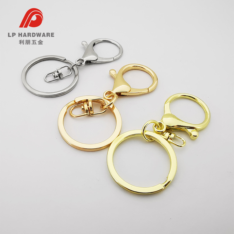 Doll Keychain Zinc Alloy Lobster Clasp with Tail Chain Key Ring Lobster Clasp Figure-Eight Three-Piece Set Hardware Hook Clasp