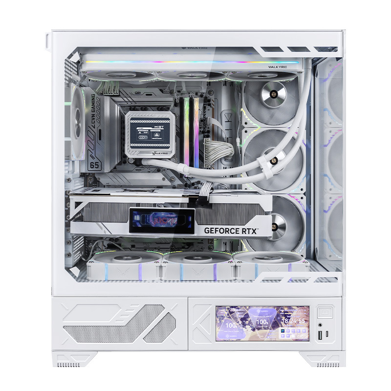 Valkiri VK03 Panoramic Seaview Room Chassis ATX Side 360 Water Cooled 6.2-inch Touch Screen White Chassis