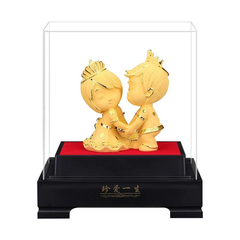 Velvet Sand Gold Wedding Ornaments, 100-Year Celebration Wedding Ornaments, Auspicious Marriage Craft Gifts, Exquisite Home Gold-Plated Decorations