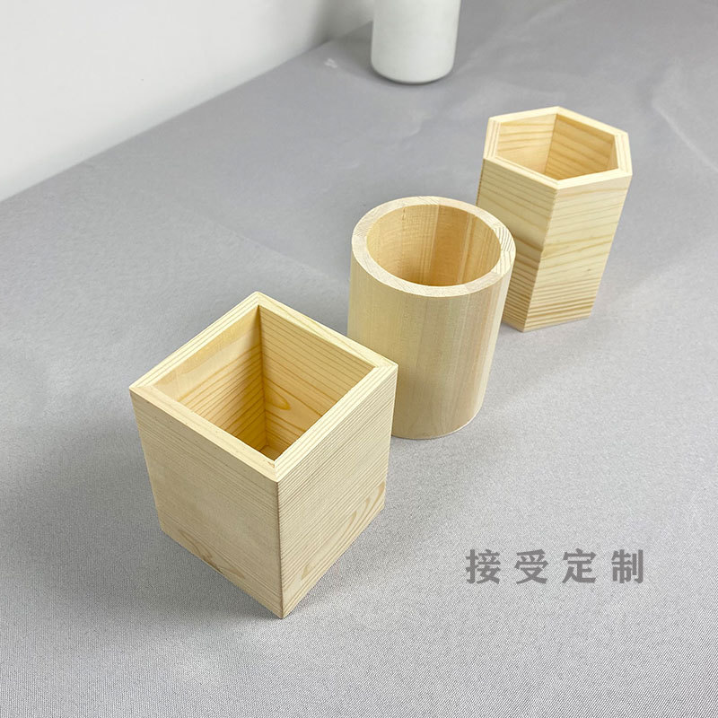 Desktop Wooden Pen Holder Custom Mosaic Snowflake Mud Handmade DIY Wooden Pen Holder Box Delivery 120/Box