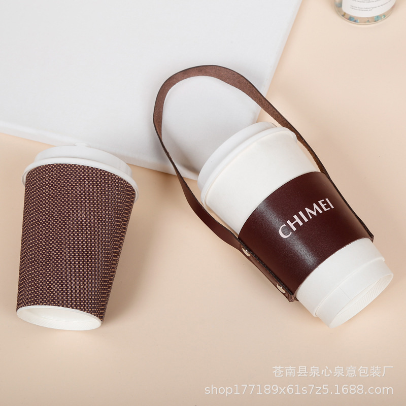 Customized Professional Milk Tea Coffee Cup Set Canvas Tote Bag, Custom-Made Hand-Cranked Cup Beverage Insulation Bag