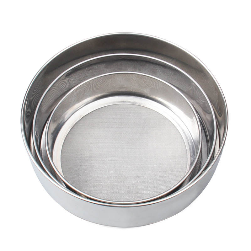 Thickened Stainless Steel 40 Mesh Bottom Mesh Powder Screen Household Hand-held Sieve Kitchen Baking Tool Filter Mesh