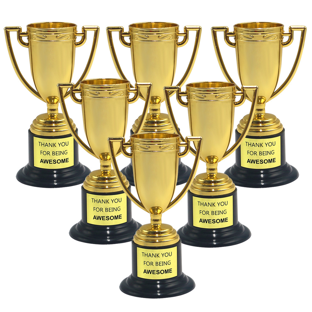 Cross-border Gold Label Awards Trophy Kidsren's Plastic Small Trophy Mini Kindergarten Competition Reward Toys Wholesale