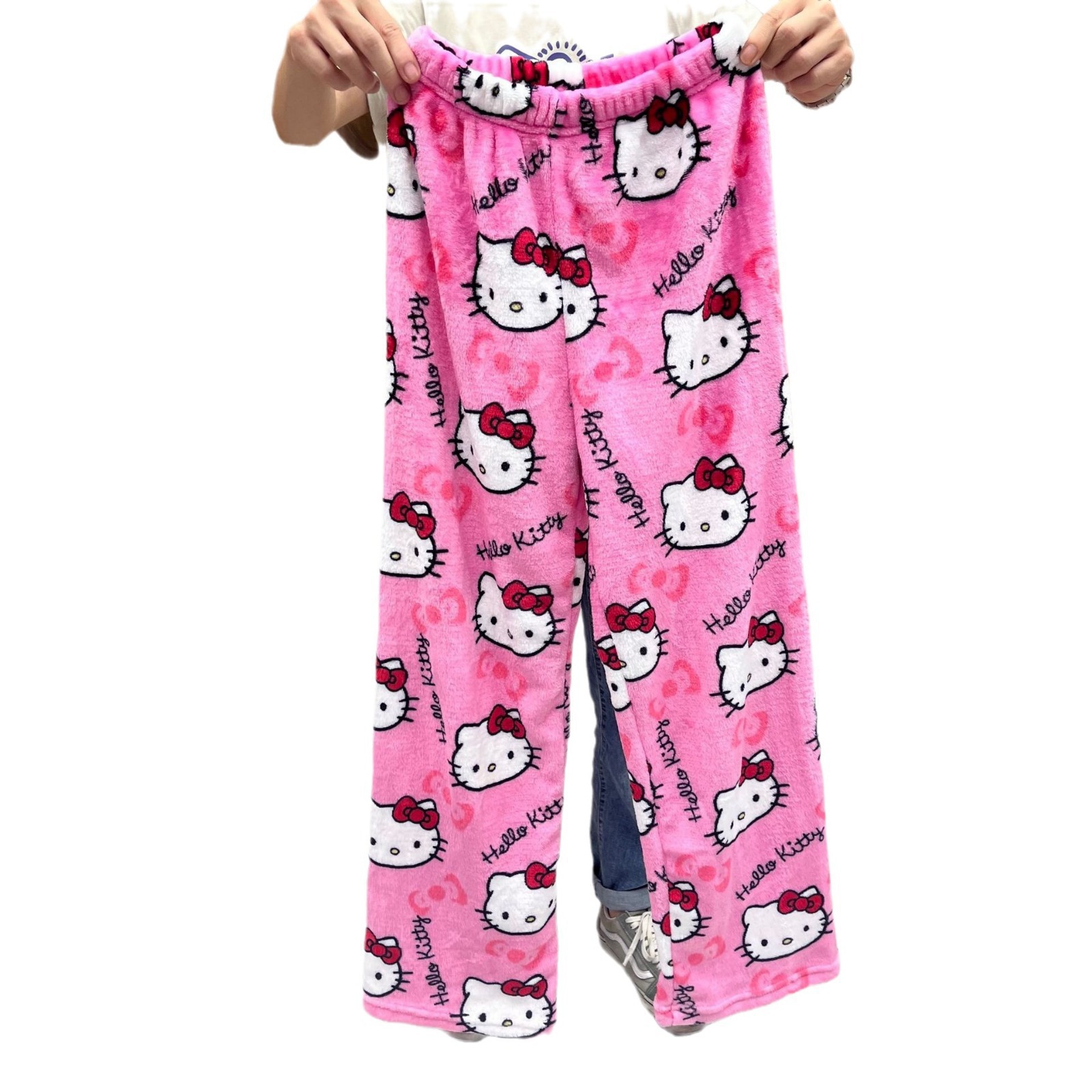 Cartoon Kt Cat Christmas Pajamas for Women at Home Casual Autumn and Winter Kitty Velvet Pants (Can Be Labeled, European Size Available)
